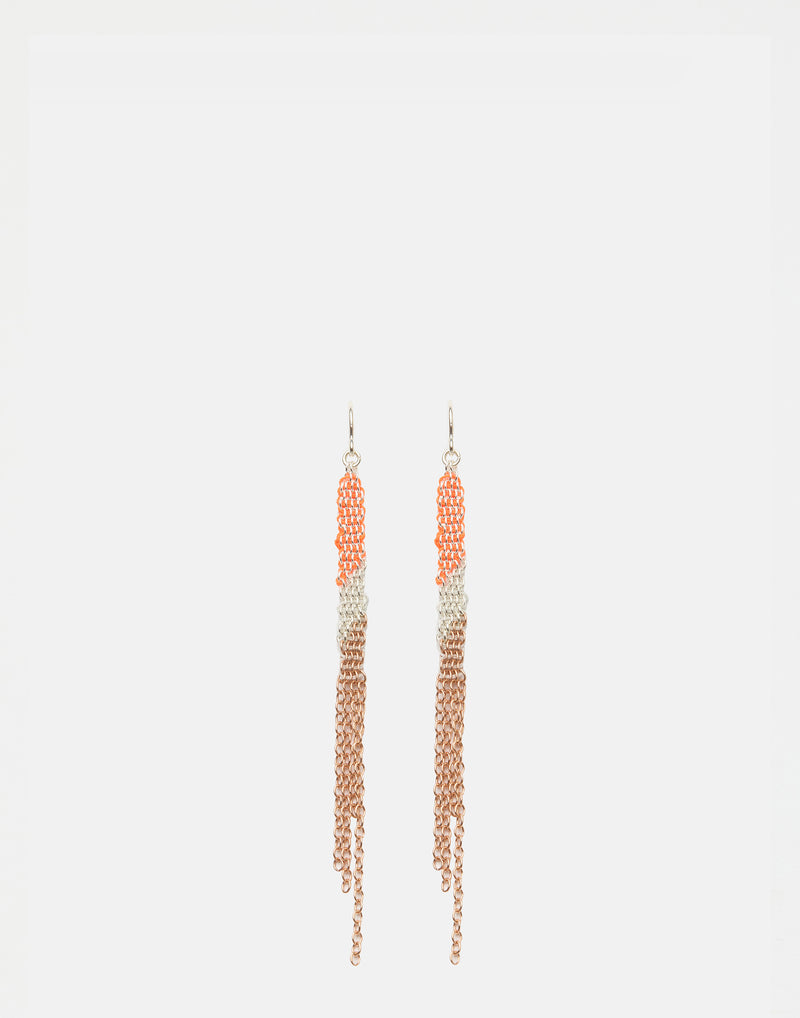 Silver & Rose Gold Fringe Earrings