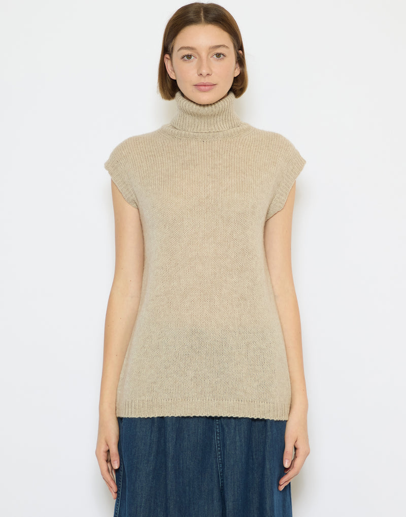 Oatmeal Melange Wool & Cashmere Sweater Vest