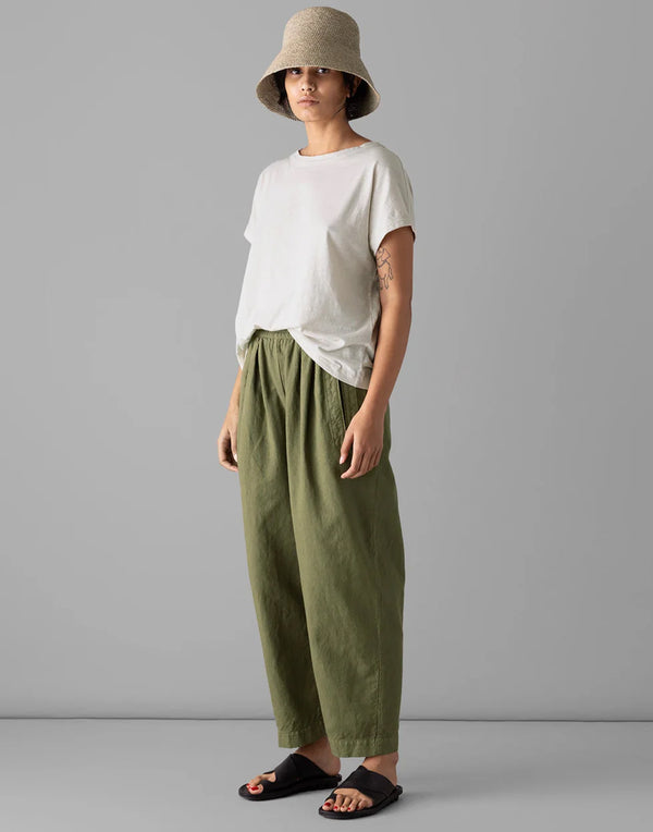 Khaki Cotton & Linen Trousers