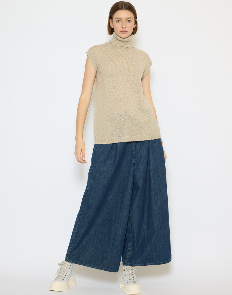 Dely Blue Denim Wide Leg Palau Pants