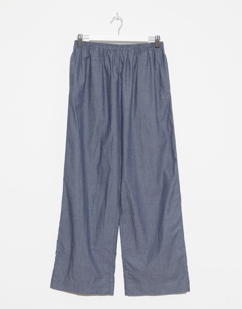 Blue Pinstripe Cotton Ease Trousers