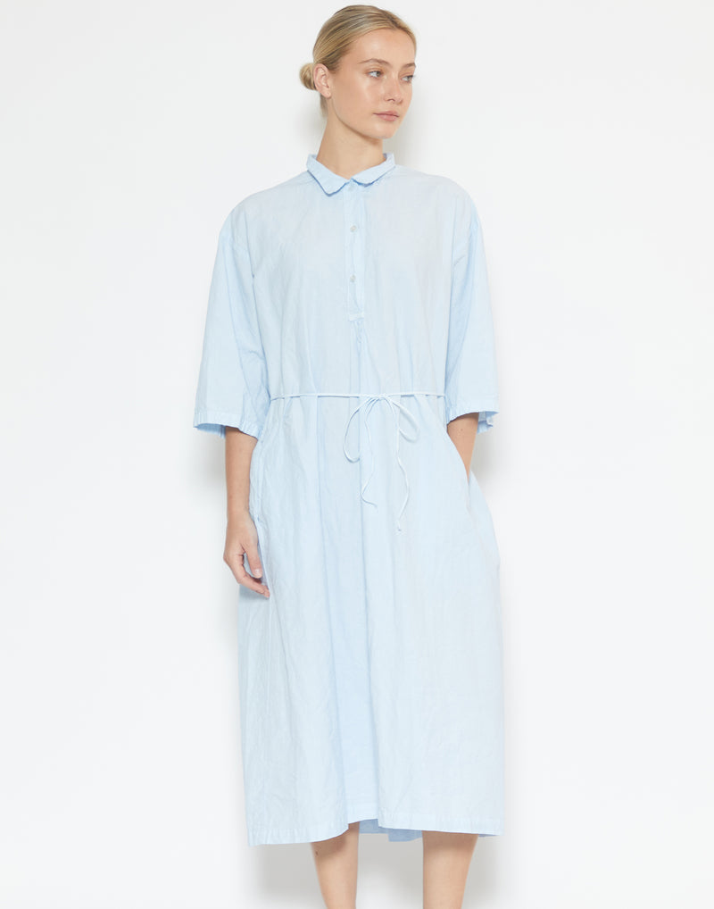 Ice Blue Cotton & Linen Coli Dress