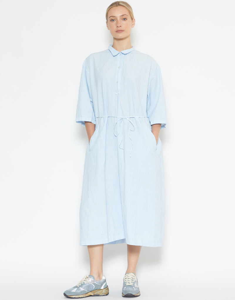 Ice Blue Cotton & Linen Coli Dress