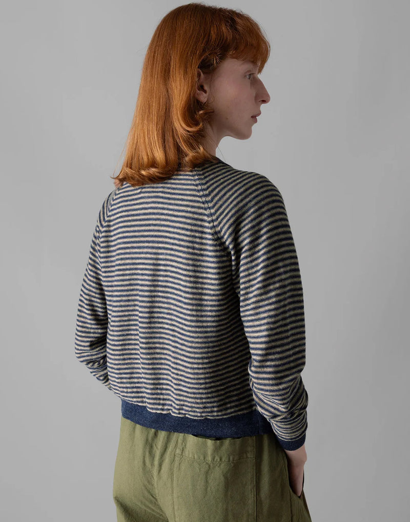Blue Stripe Linen & Wool Cardigan