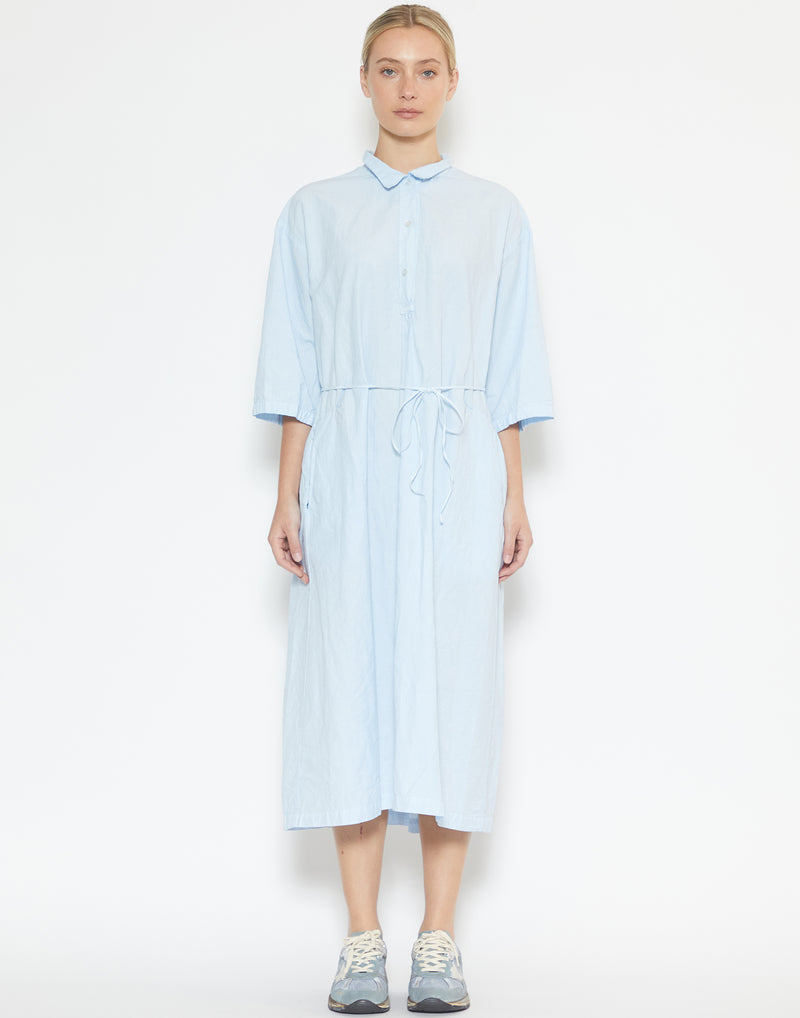 Ice Blue Cotton & Linen Coli Dress