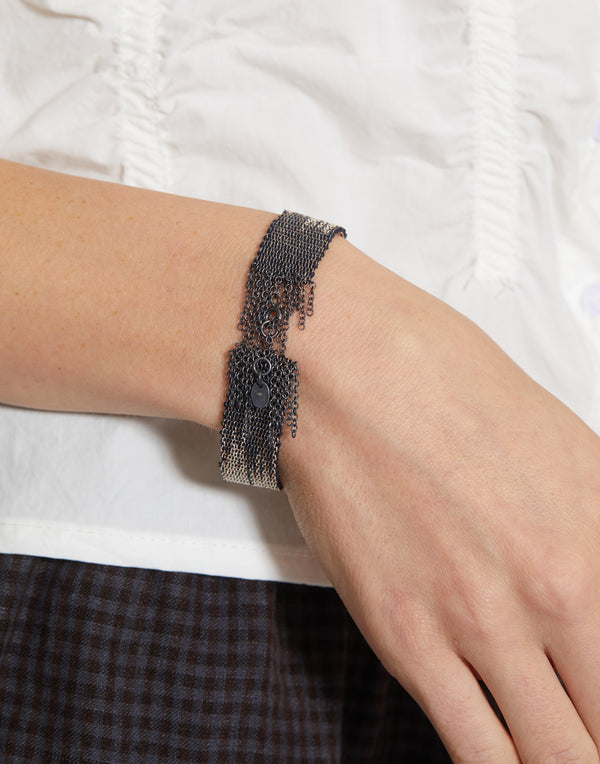 Oxidised Silver & Anthracite Silk Bracelet