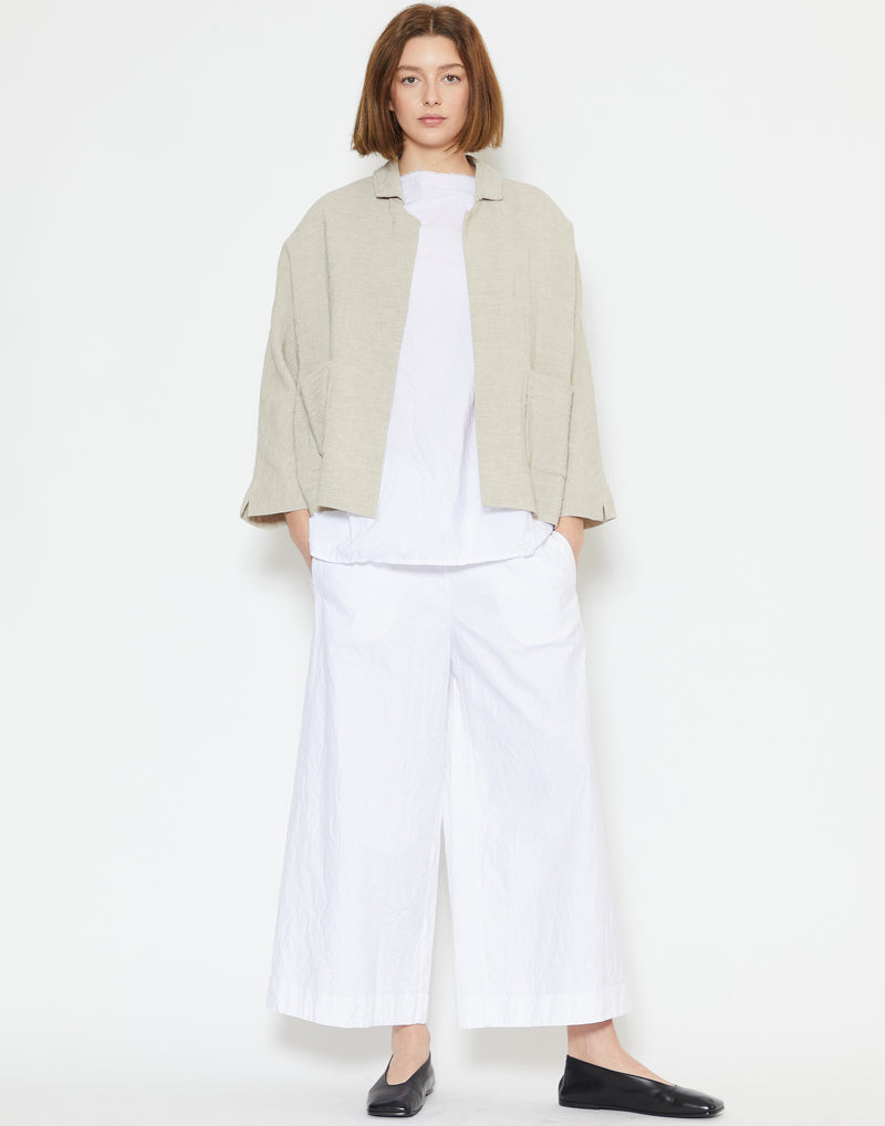 White Cotton Pigiama Tasche Lavato Trousers