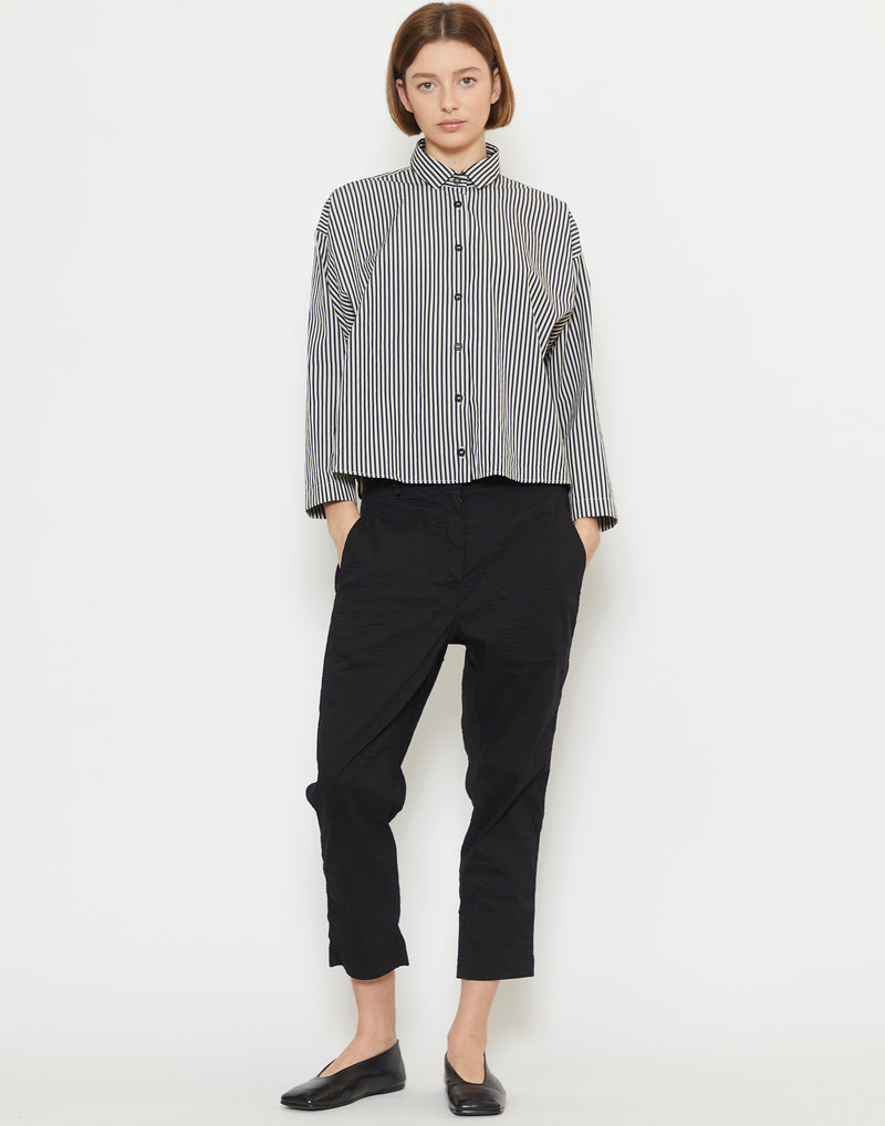 Black Linen & Cotton Blend Pants