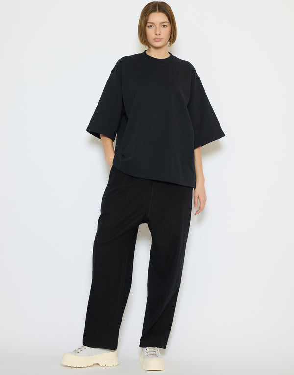 Black Cotton & Wool Parts Pants