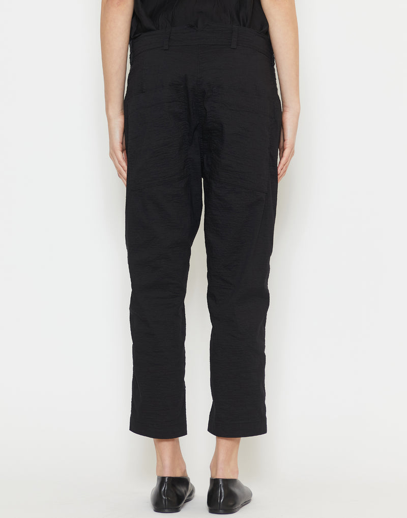 Black Linen & Cotton Blend Pants