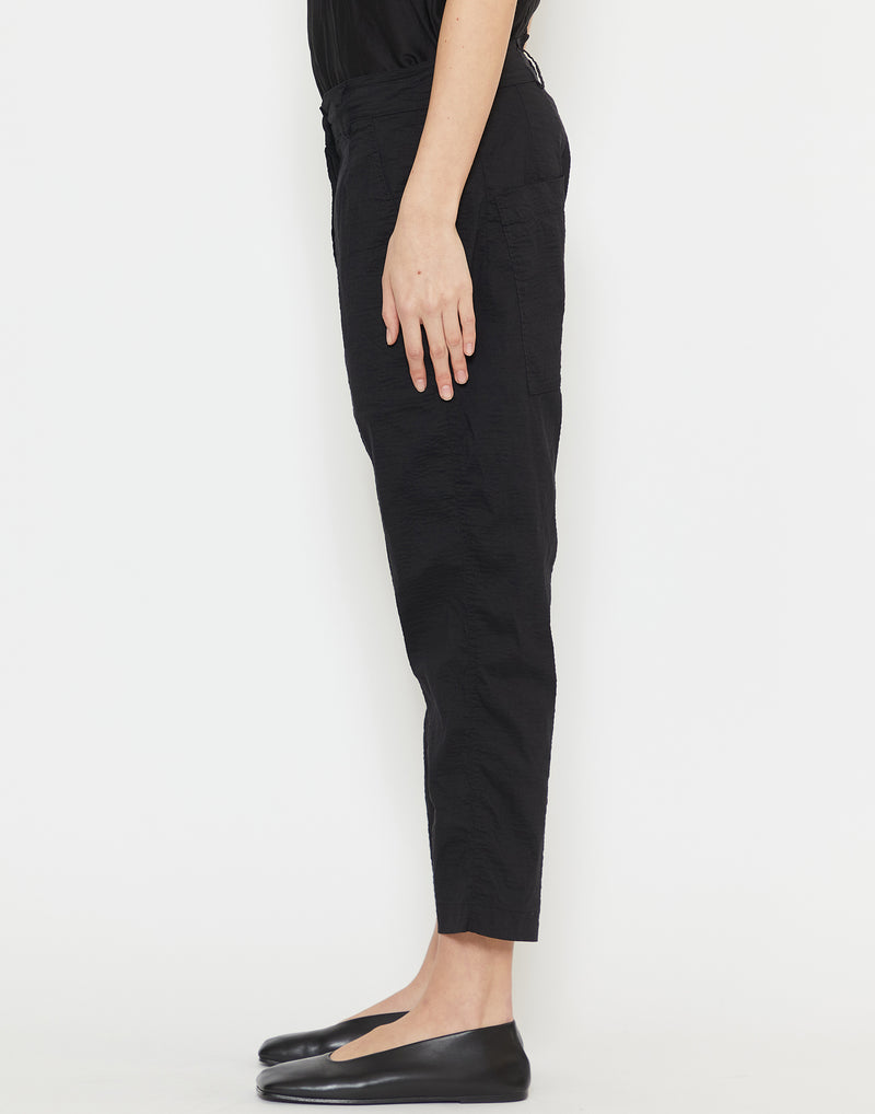 Black Linen & Cotton Blend Pants