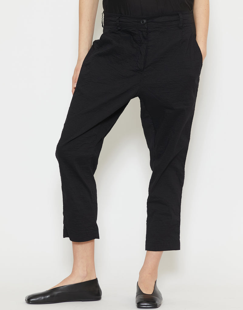 Black Linen & Cotton Blend Pants