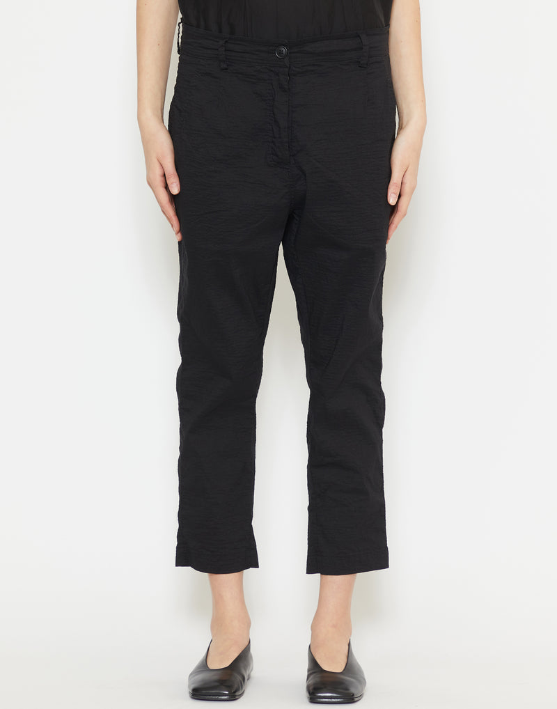 Black Linen & Cotton Blend Pants