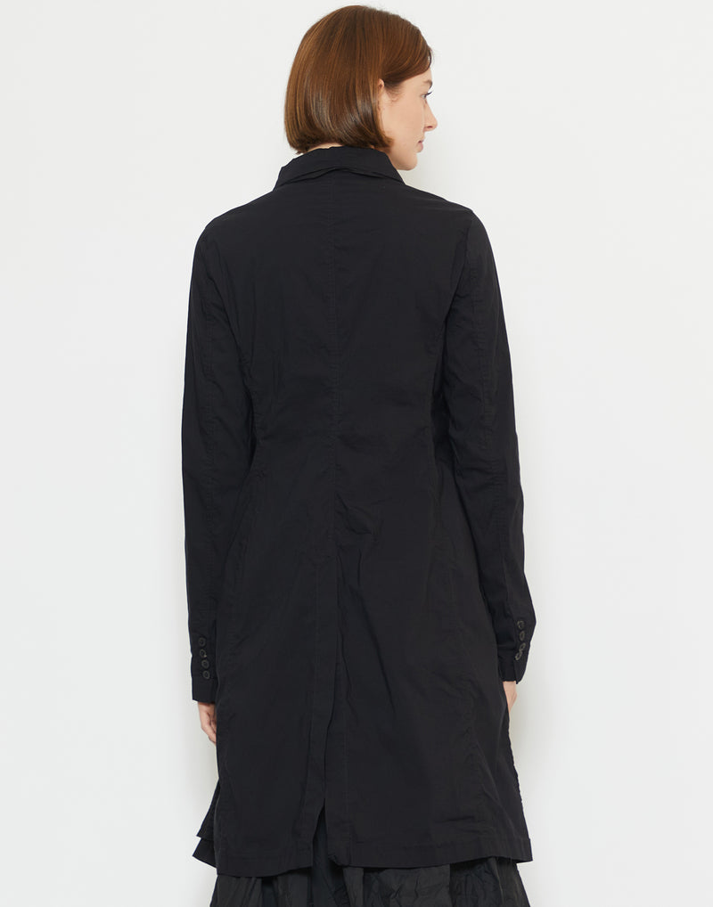 Black Cotton Blend Pocket Coat