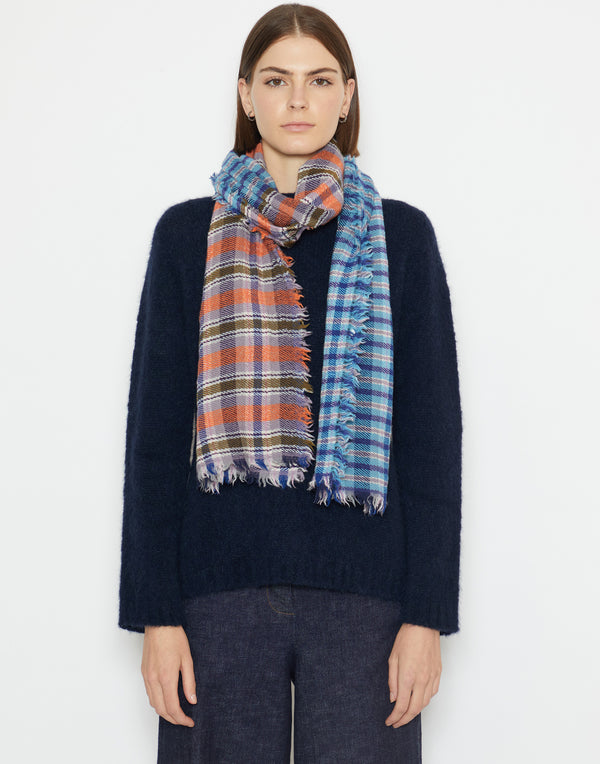 Blue Wool Narrow Stole