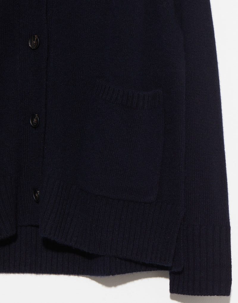 Navy Cashmere Chunky Cardigan