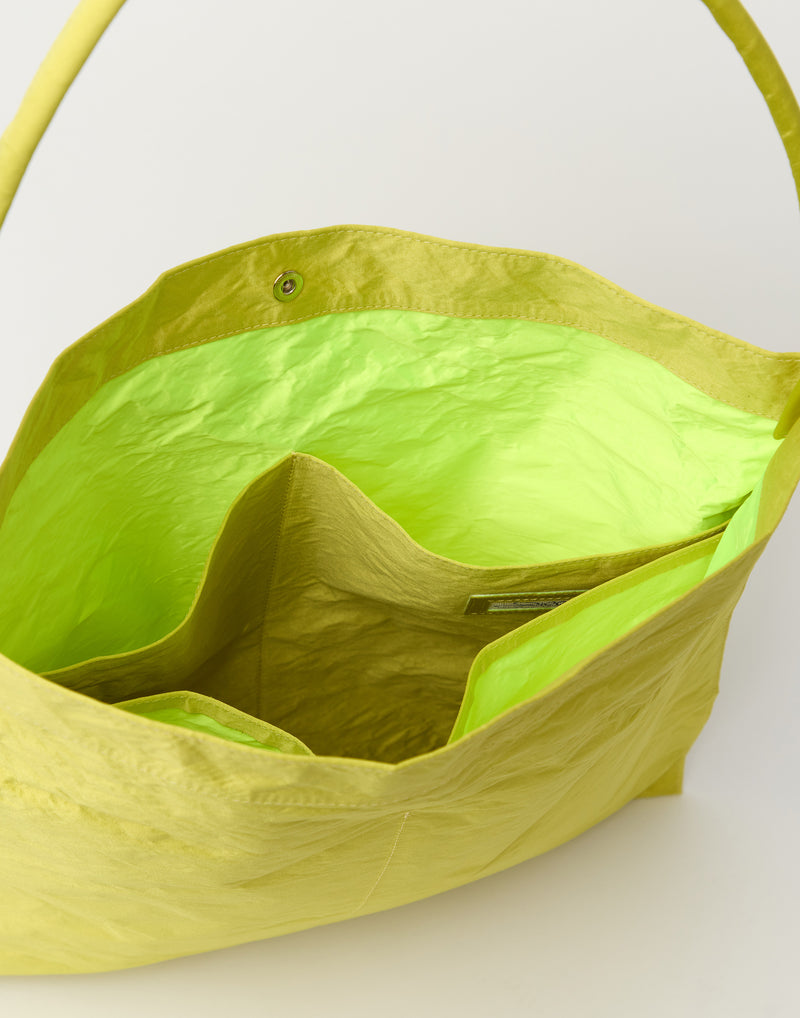 Lemon Satin & Metallic Foil Flat Tote Bag