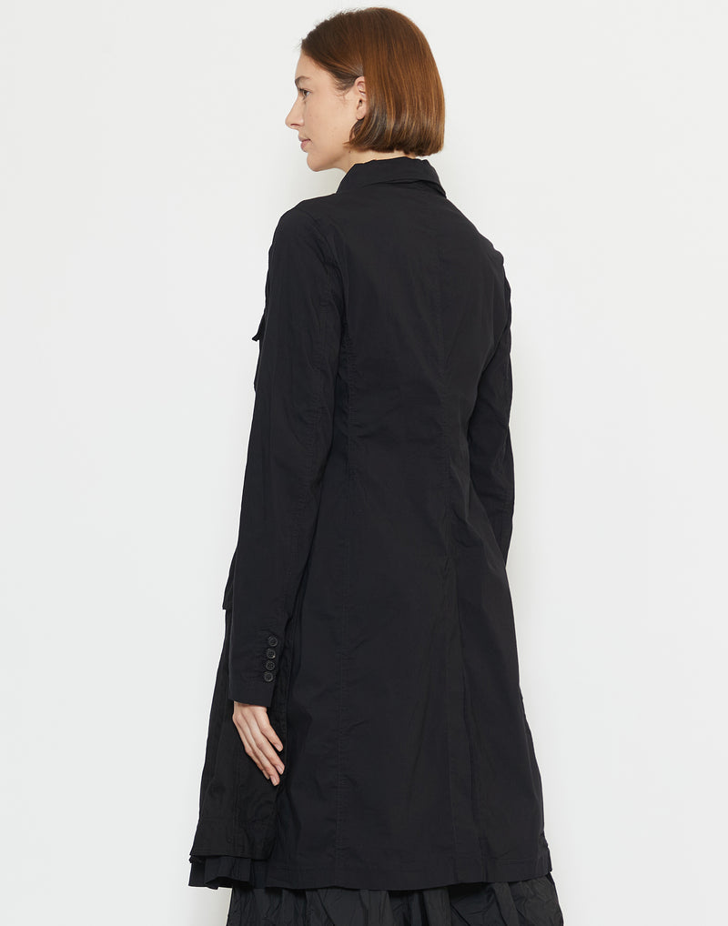 Black Cotton Blend Pocket Coat