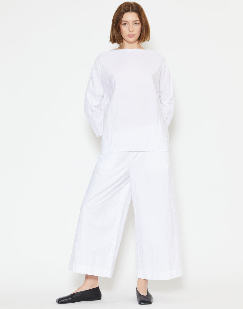 White Cotton Pigiama Tasche Lavato Trousers