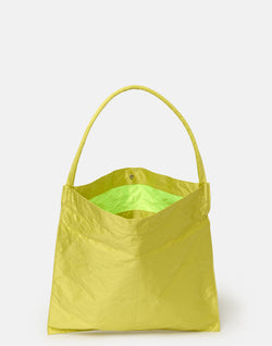 Lemon Satin & Metallic Foil Flat Tote Bag