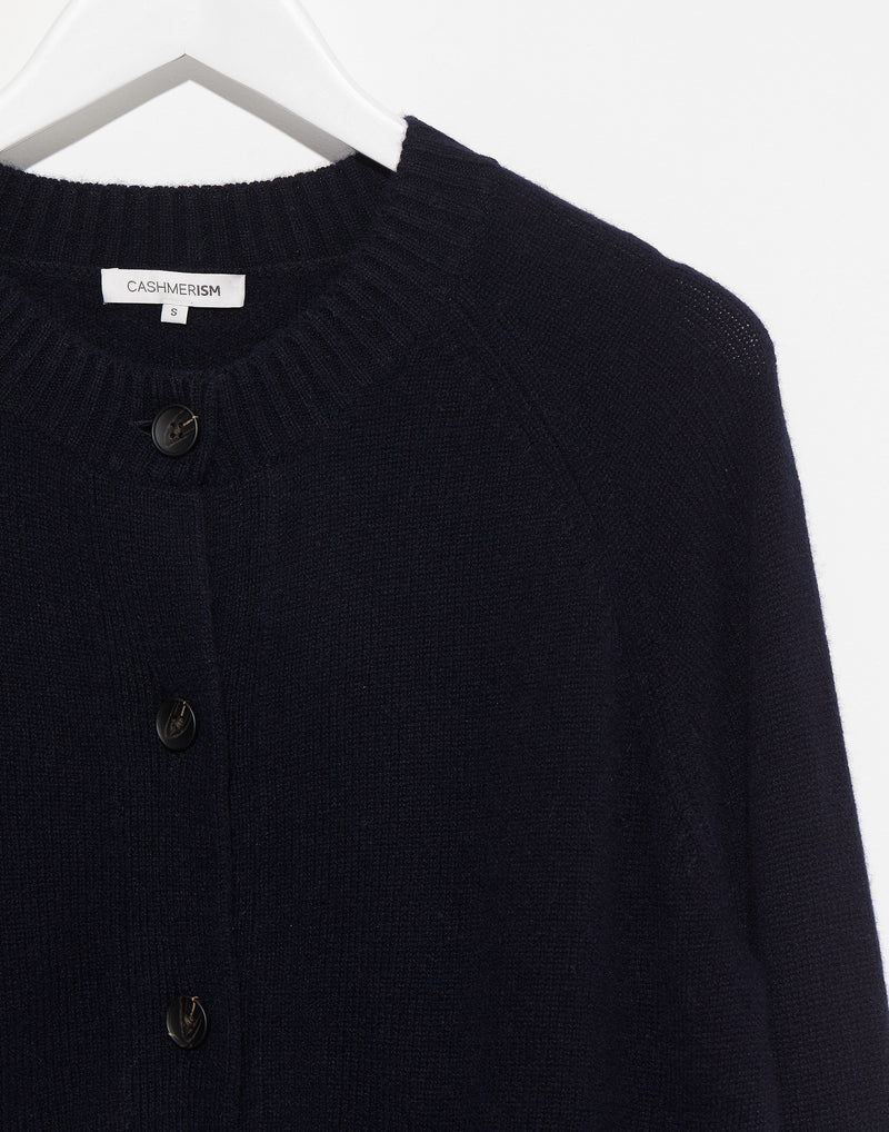 Navy Cashmere Chunky Cardigan