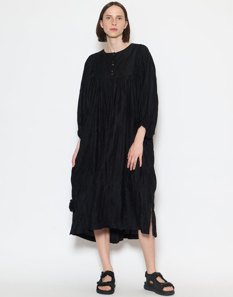 Black Jacquard Cotton Blend Dress