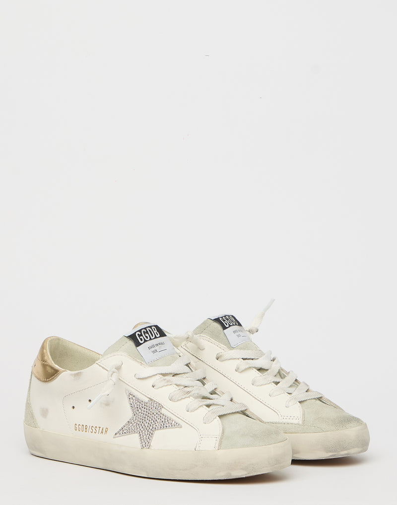 White & Swarovski® Crystal Superstar Sneakers