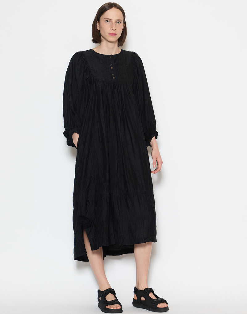 Black Jacquard Cotton Blend Dress