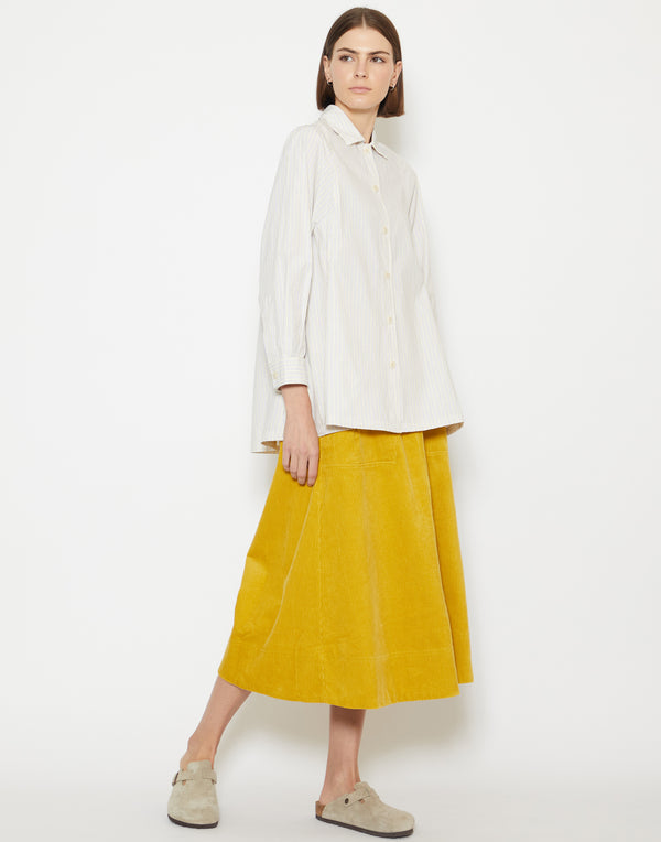 Heliodor Yellow Cotton Corduroy Skirt