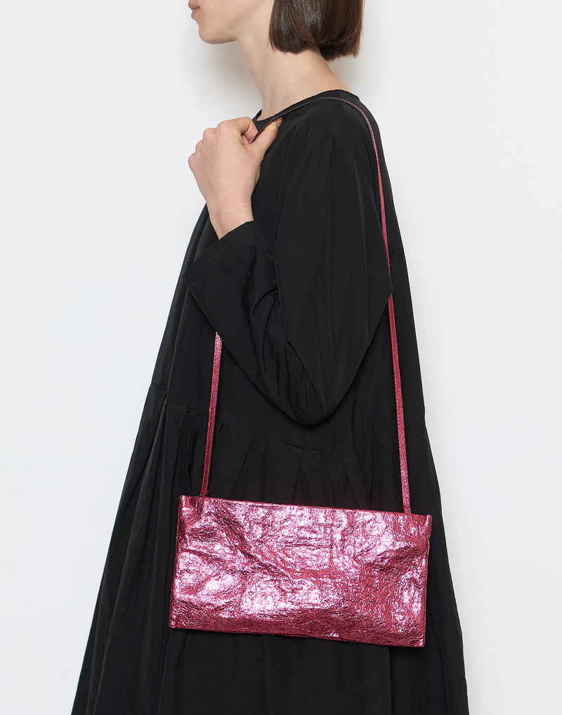 Pomegranate Metallic Leather Greta Bag