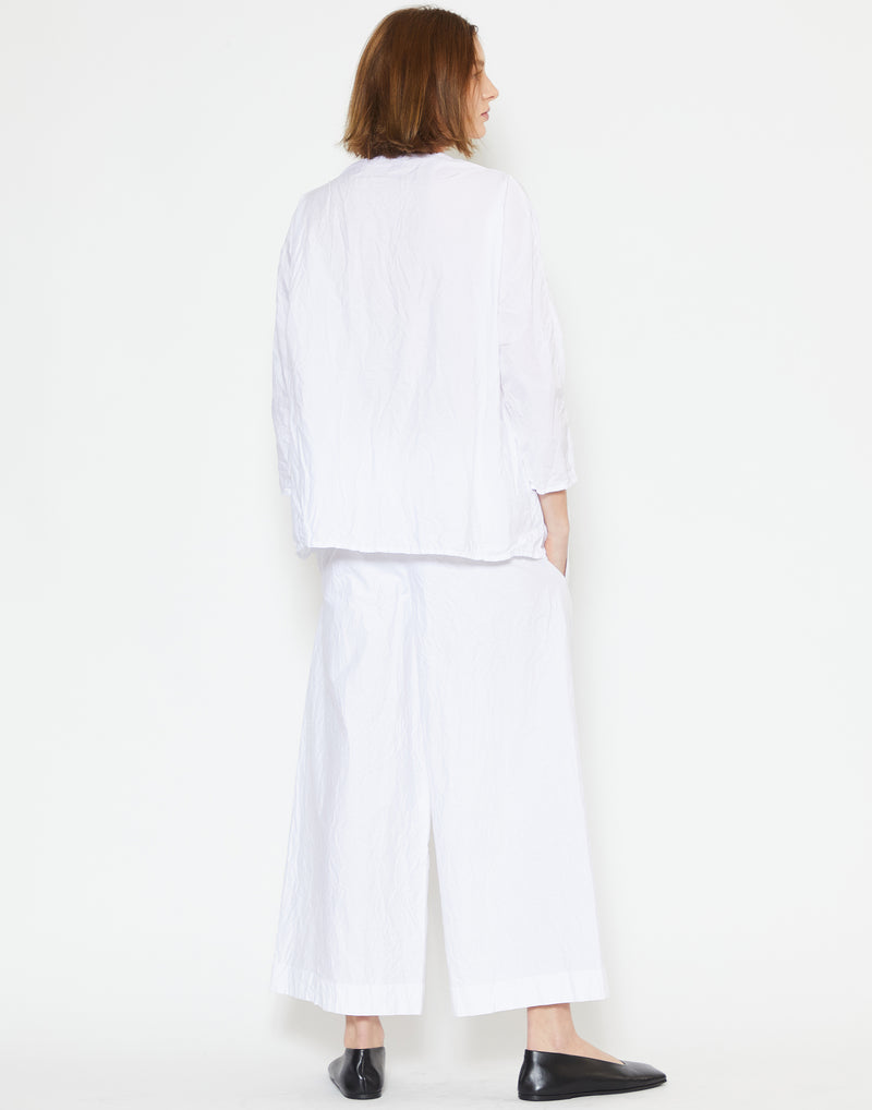 White Cotton Pigiama Tasche Lavato Trousers