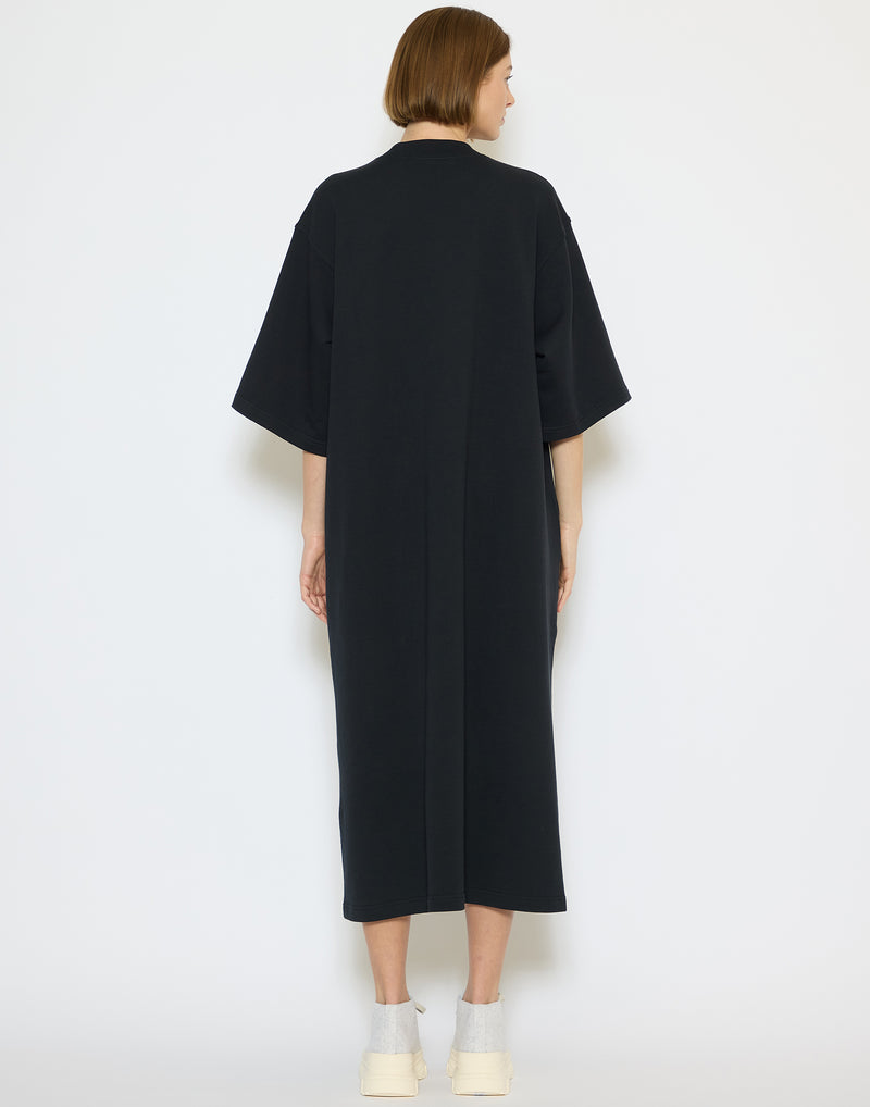 Off Black Cotton Fleece Tatum Dress