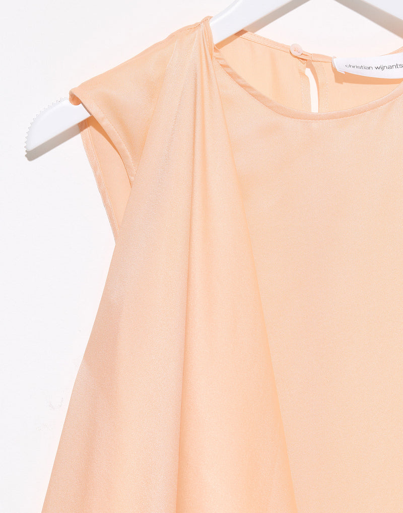 Peach Silk Charmeuse Toru Sleeveless Top