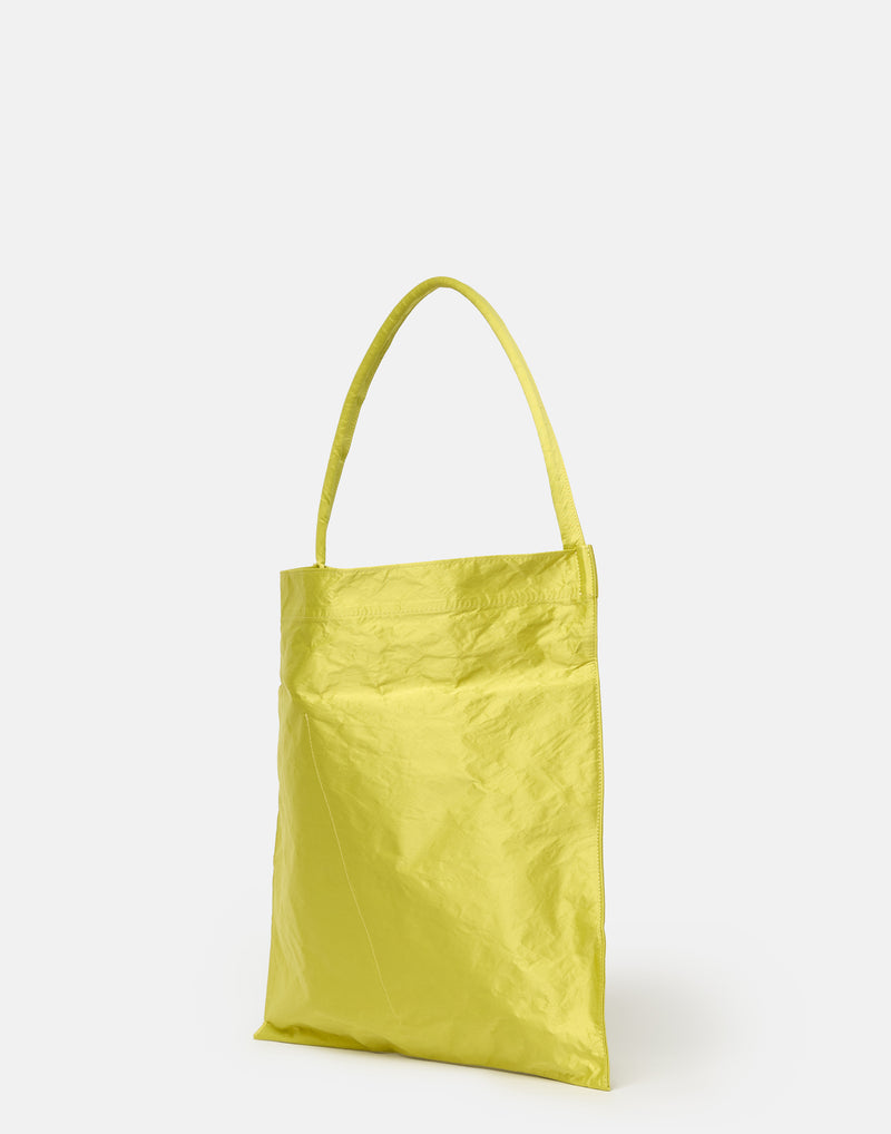 Lemon Satin & Metallic Foil Flat Tote Bag