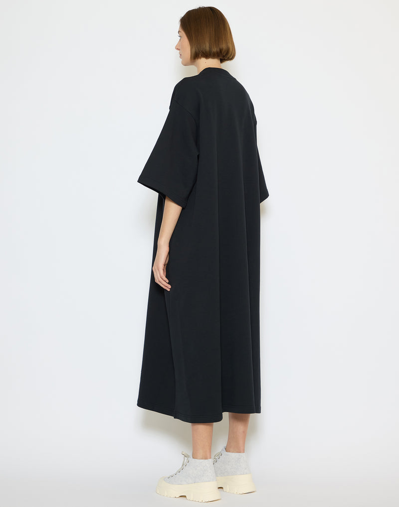 Off Black Cotton Fleece Tatum Dress