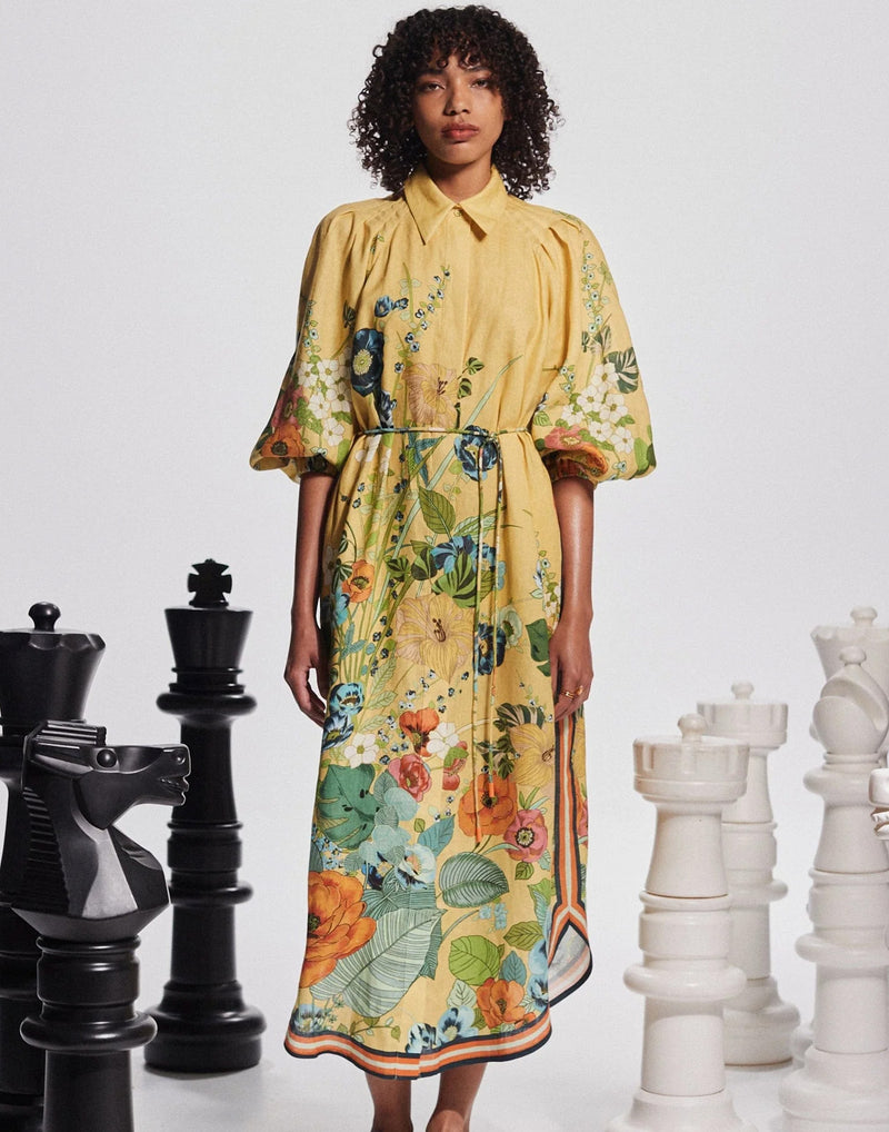 Printed Linen Cresida Shirtdress