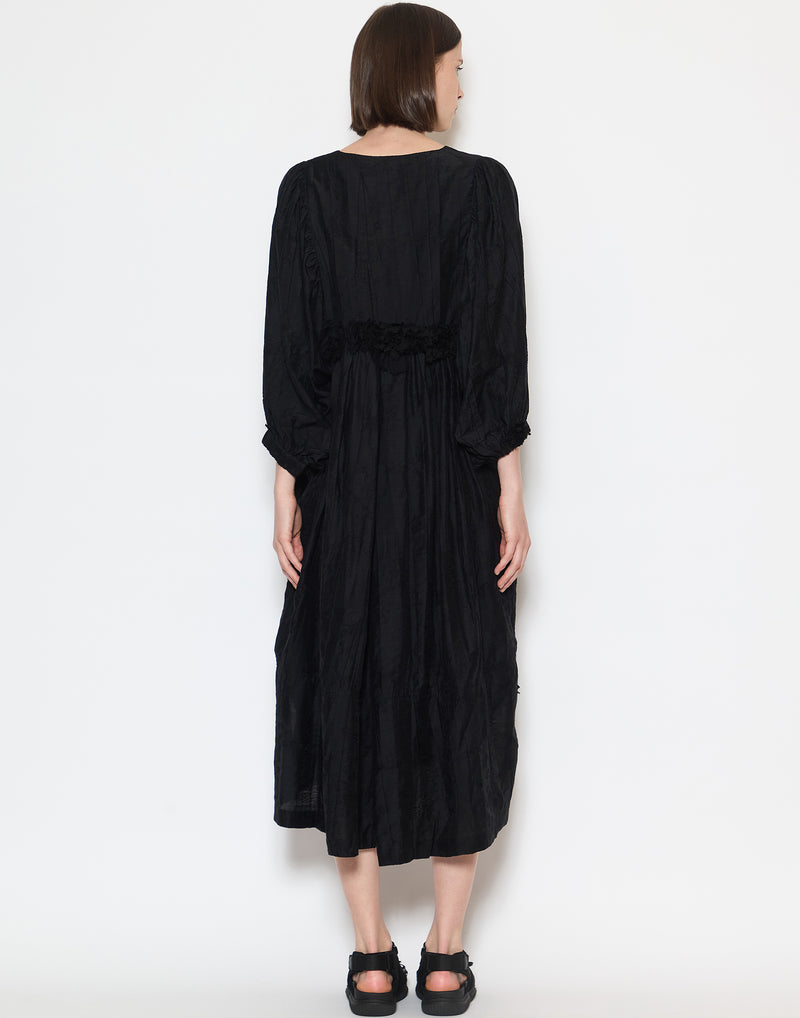 Black Jacquard Cotton Blend Dress