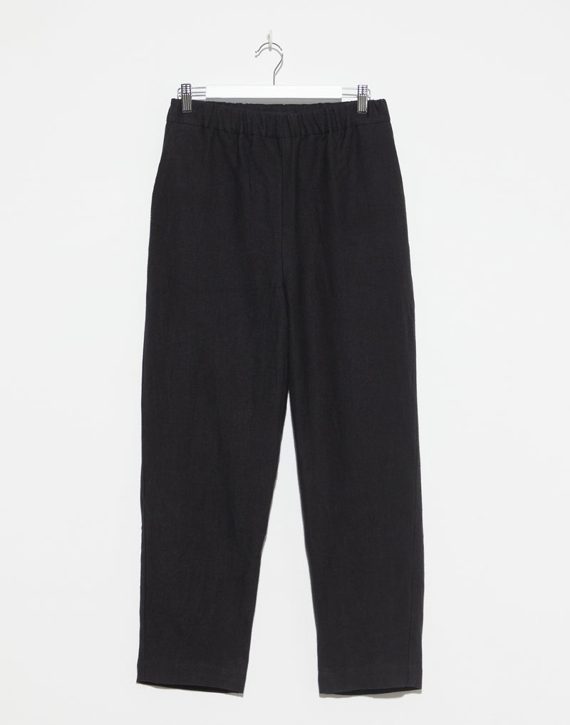 Black Linen & Wool Long Chasse Pants