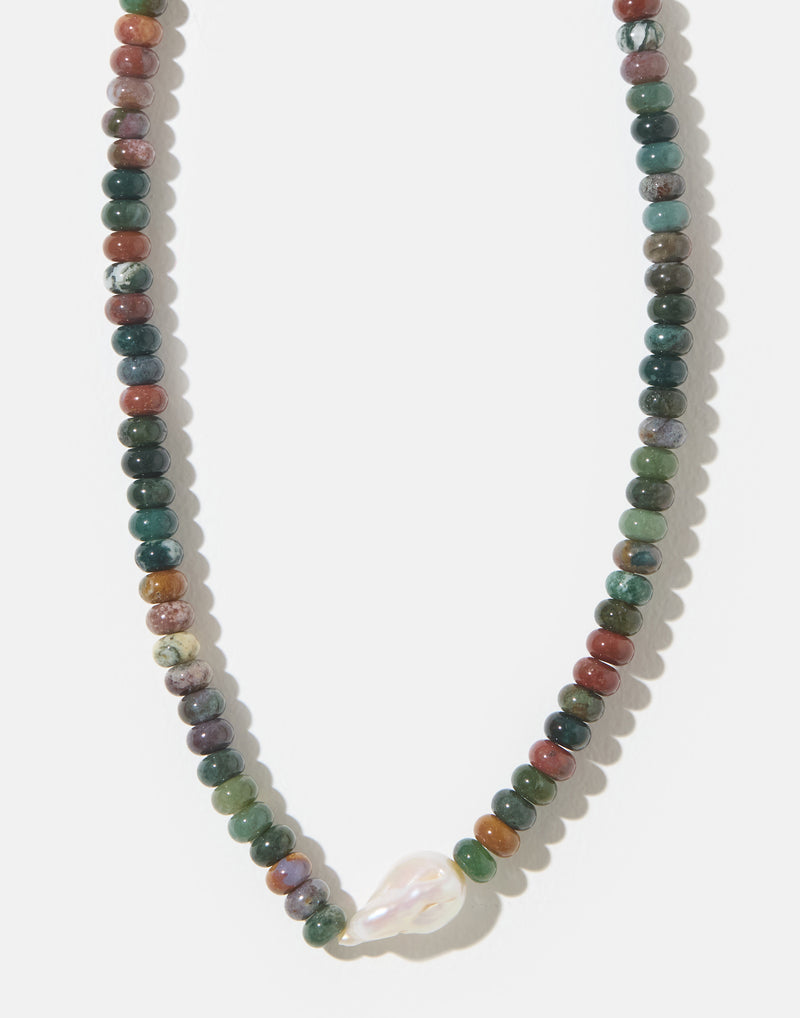 Mixed Jasper & Gold Iris Necklace