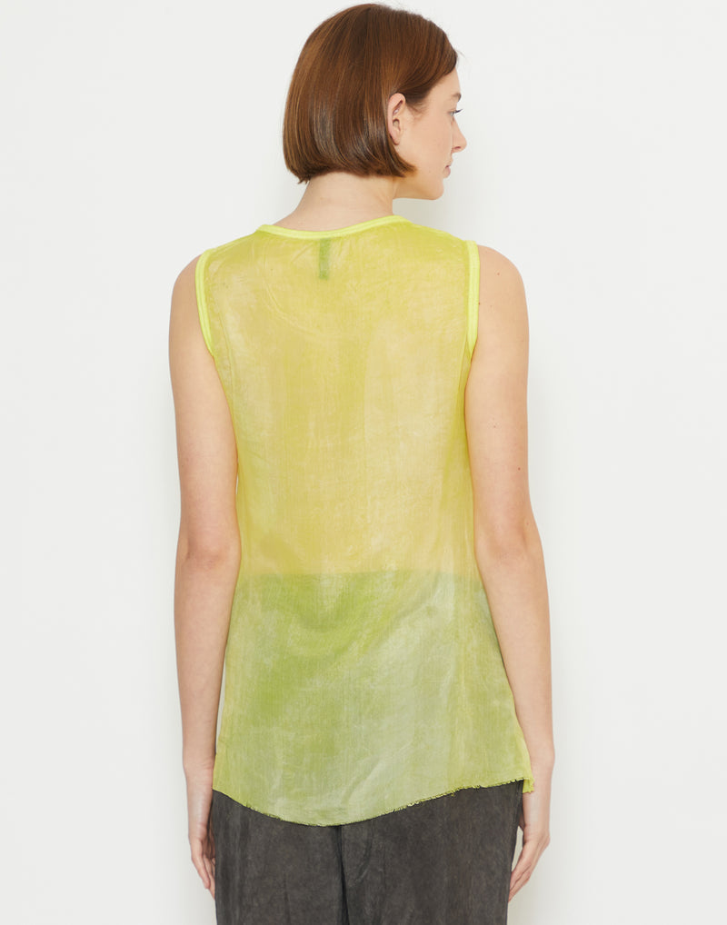 Fluro Yellow Linen & Silk Sleeveless Top