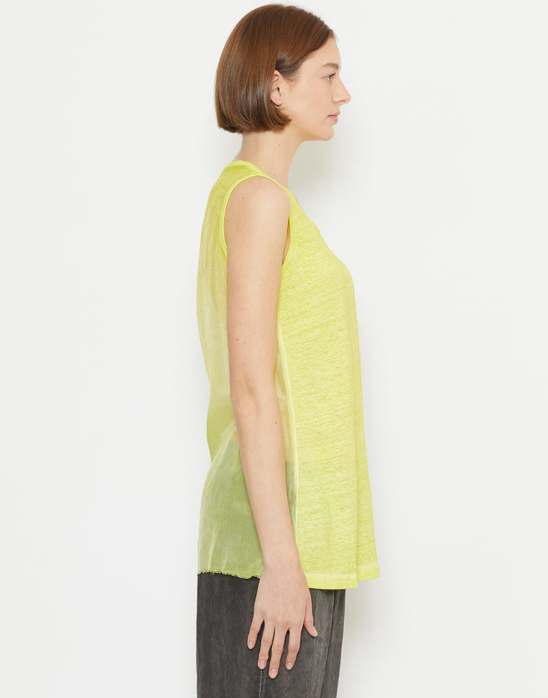 Fluro Yellow Linen & Silk Sleeveless Top