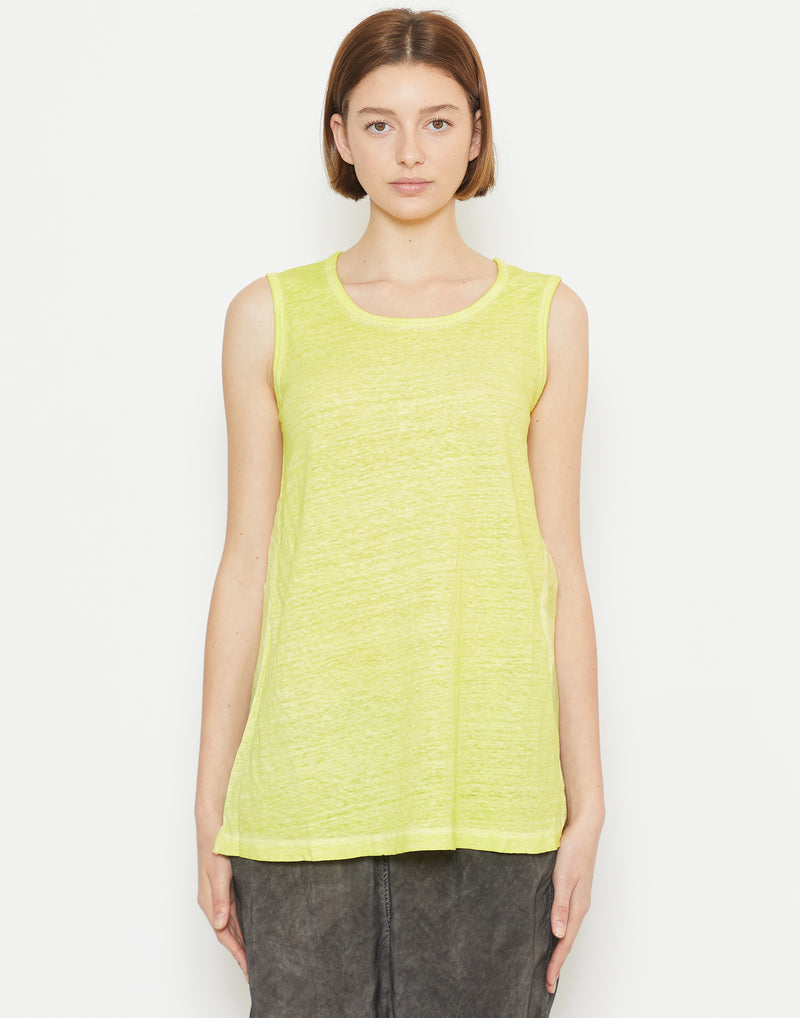 Fluro Yellow Linen & Silk Sleeveless Top