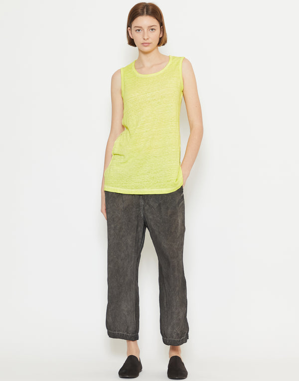 Fluro Yellow Linen & Silk Sleeveless Top