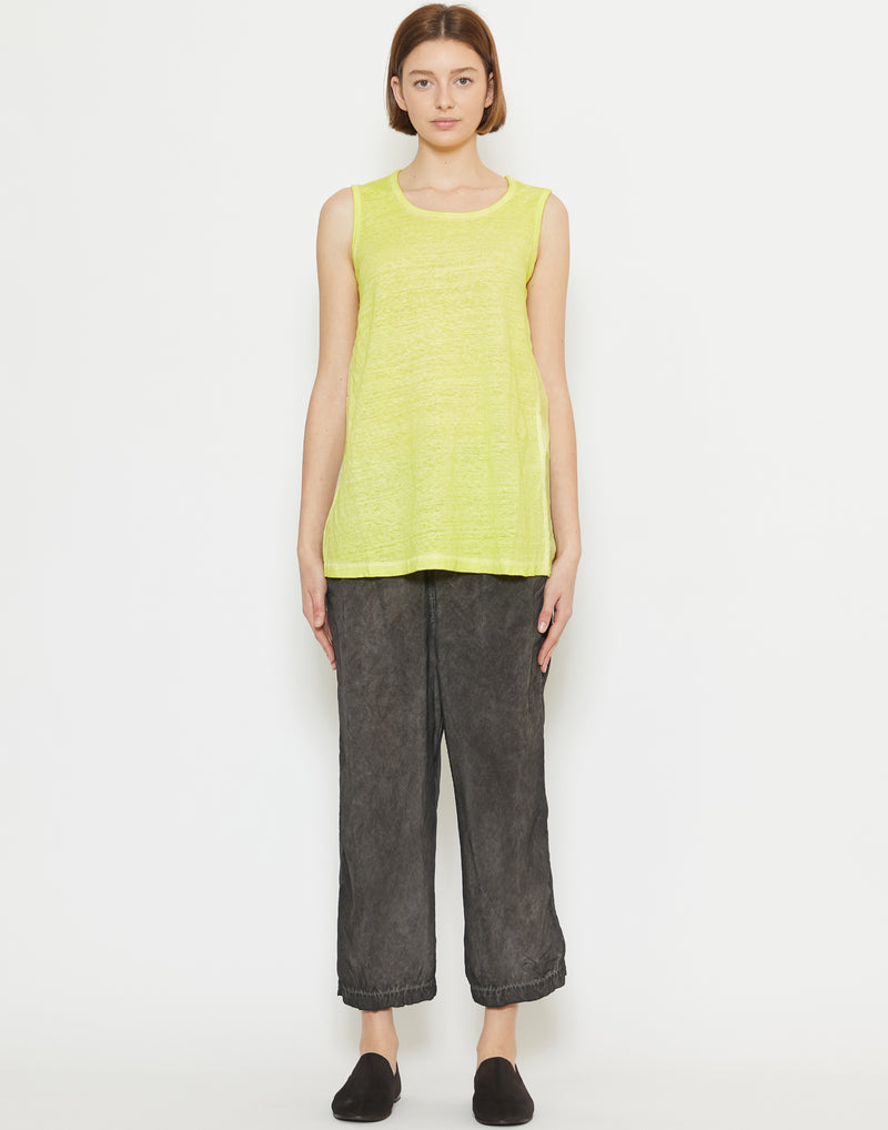 Fluro Yellow Linen & Silk Sleeveless Top