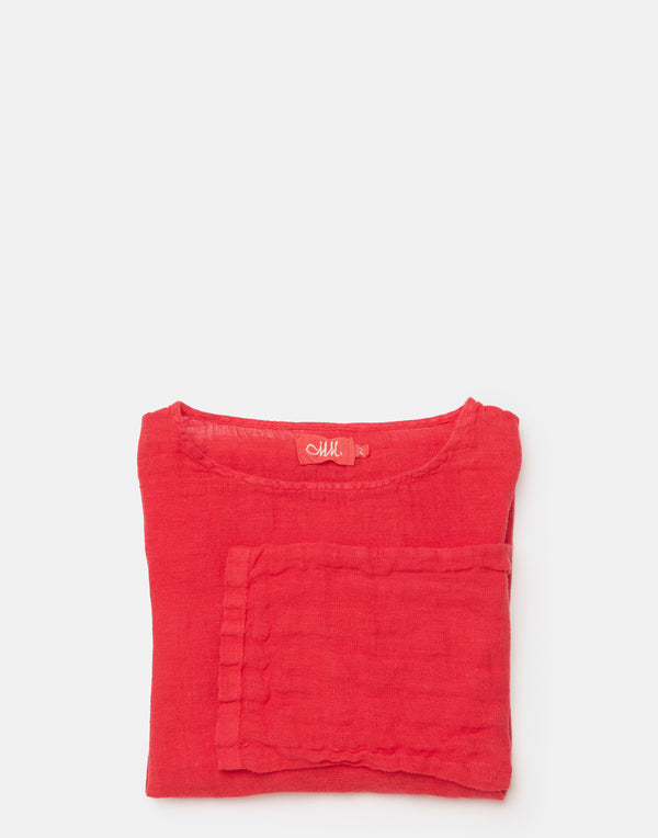 Protea Red Linen Gauze Lilly Top