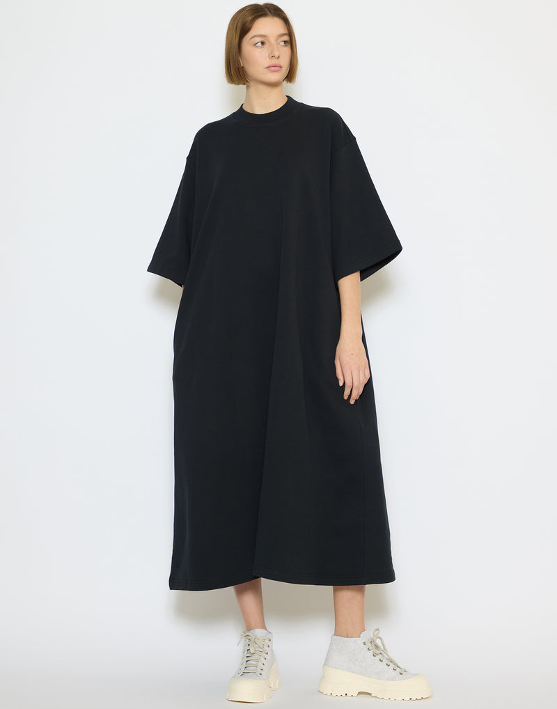 Off Black Cotton Fleece Tatum Dress