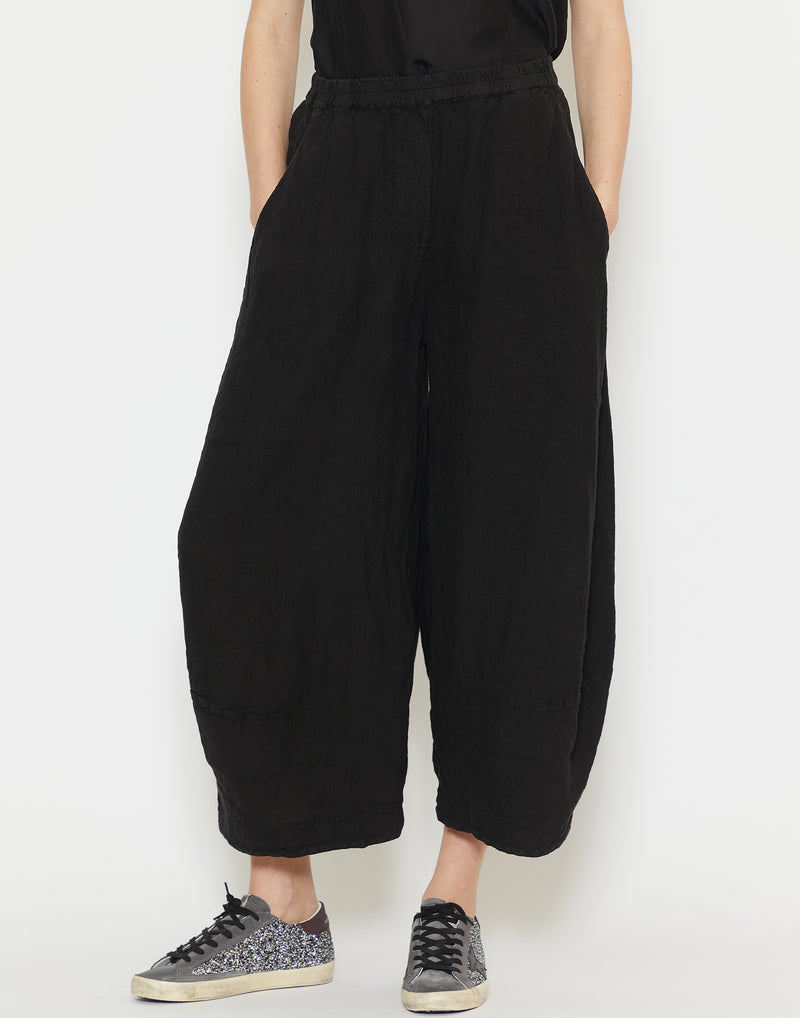 Black Linen Wide Leg Pants