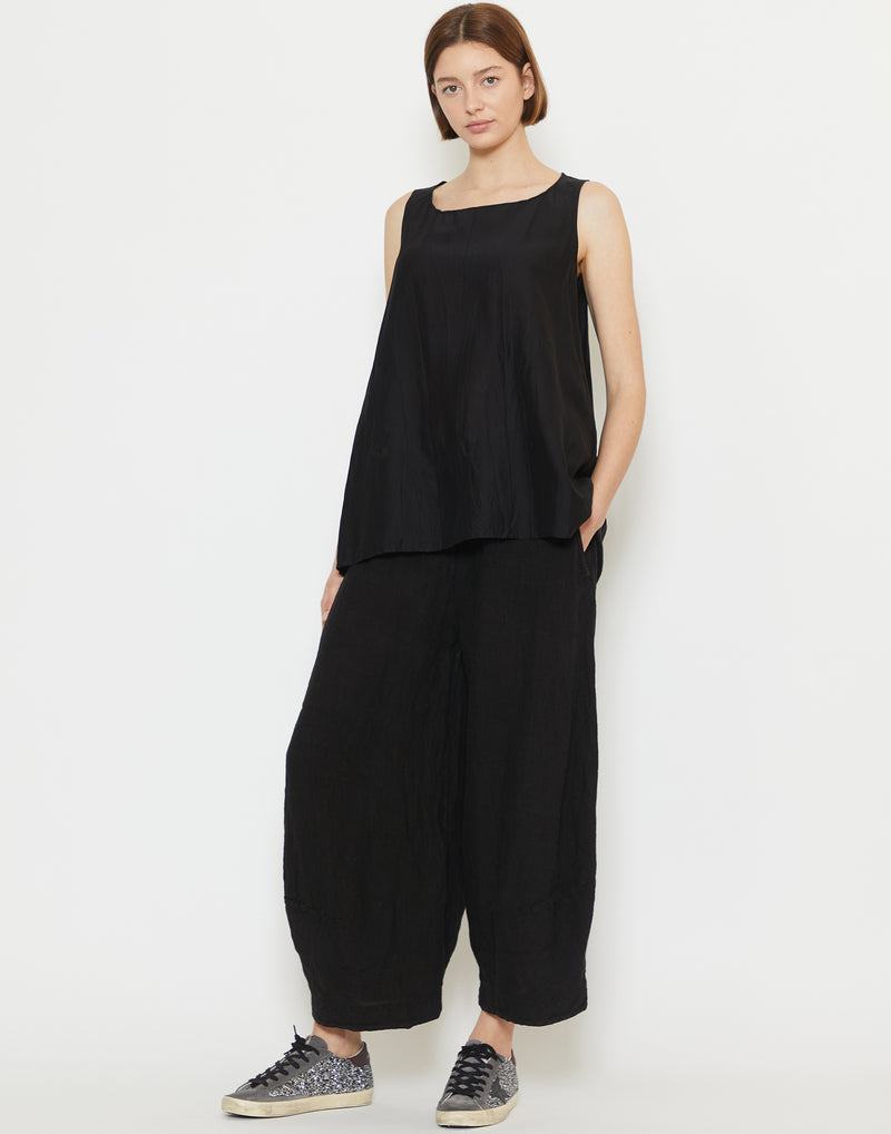 Black Linen Wide Leg Pants