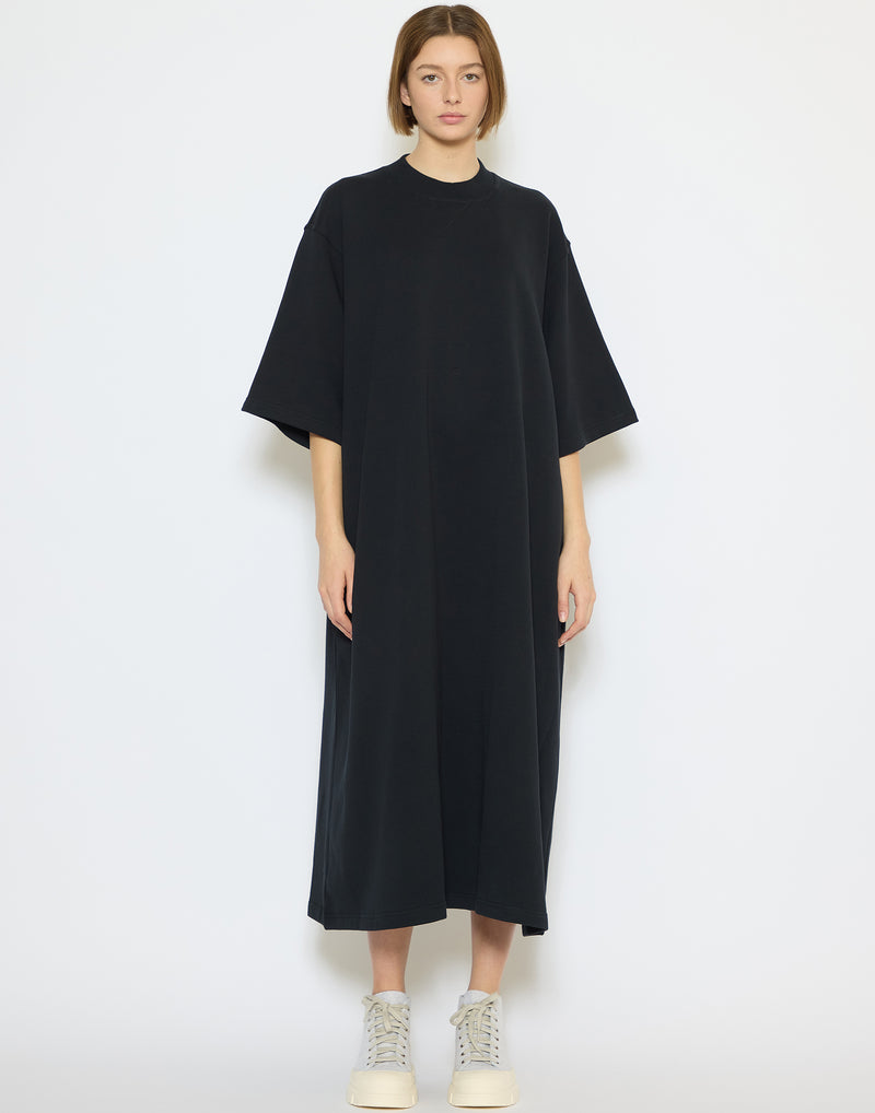 Off Black Cotton Fleece Tatum Dress