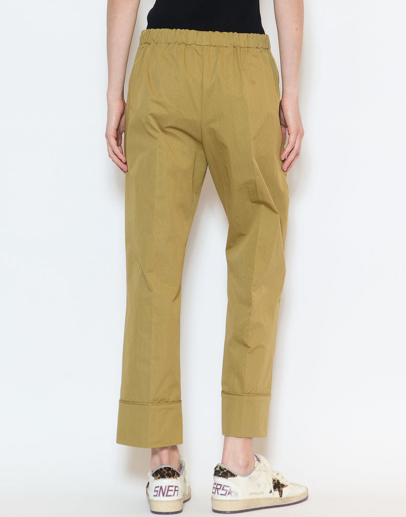 Khaki Cotton Blend Panesh Pants